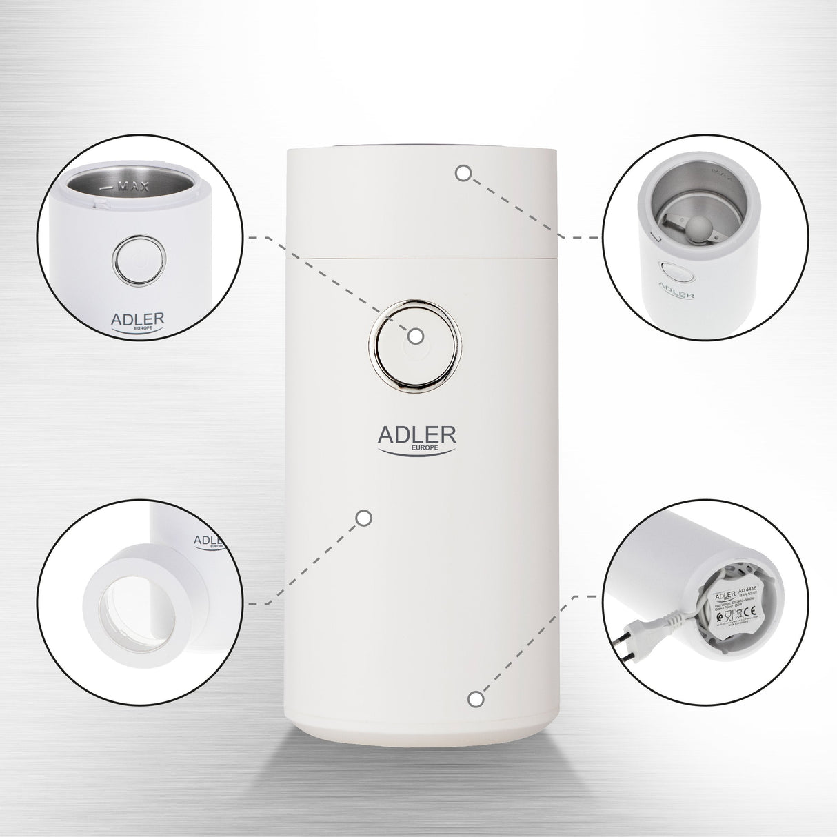 Molinillo  Adler Ad 4446ws  De Café 150 W Blanco