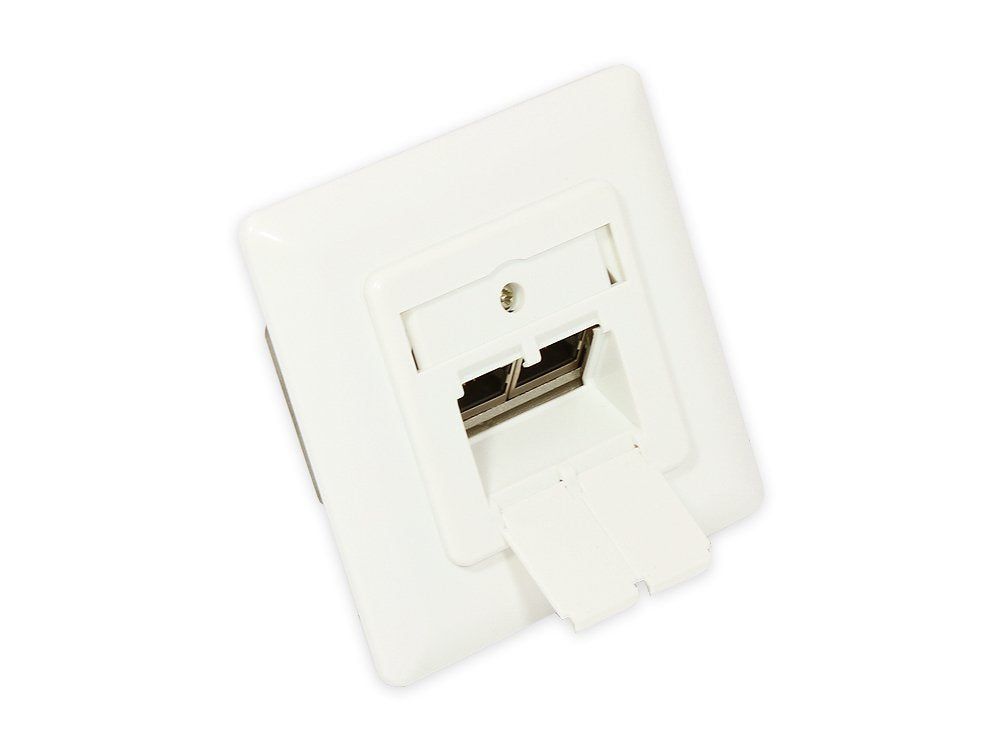 Netzwerkdose Cat. 6a, 2xrj45, Geschirmt, Up, Designfähig, Vertikale Cablezuführung, Perlweiss Ral1013, Good Connections®