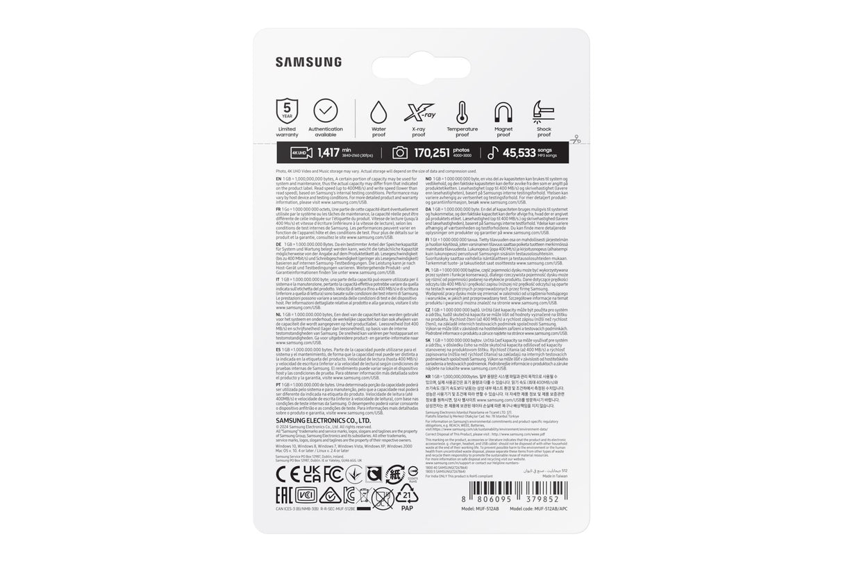 EAN 8806095379852 - Samsung MUF-512AB unidad flash USB 512 GB USB tipo A 3.2 Gen 1 (3.1 Gen 1) Negro, Acero inoxidable imagen 7