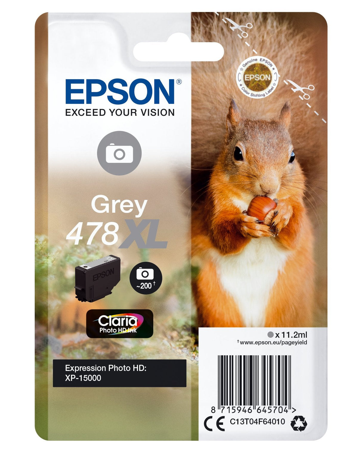Tinta Epson Squirrel Singlepack Grey 478xl Claria Photo Hd Ink C13t04f64010