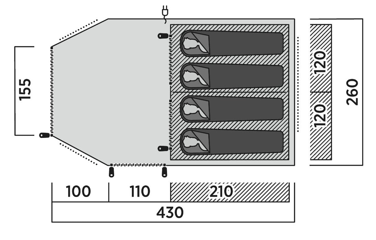 Tienda Túnel Easy Camp Hamra 4 Gris, Modelo 2025 120494