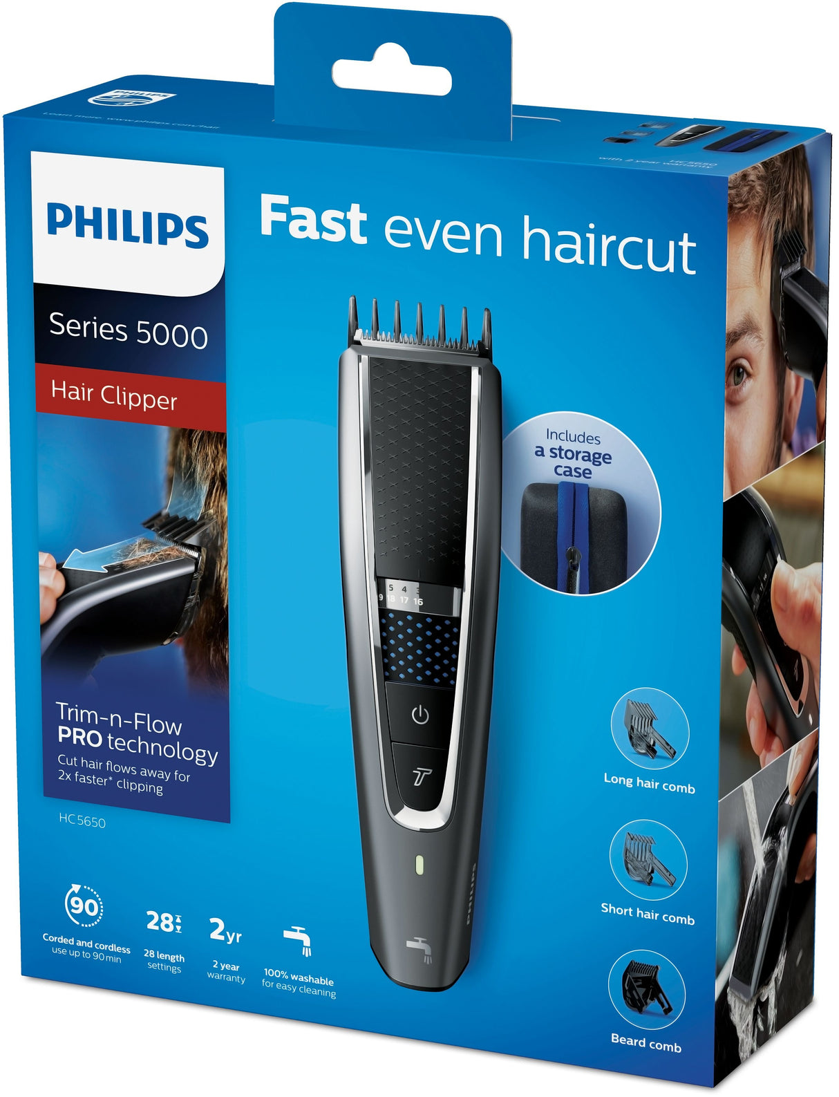 EAN 8710103897866 - Philips 5000 series HC5650/15 cortadora de pelo y maquinilla Negro, Plata 28 Ión de litio imagen 3