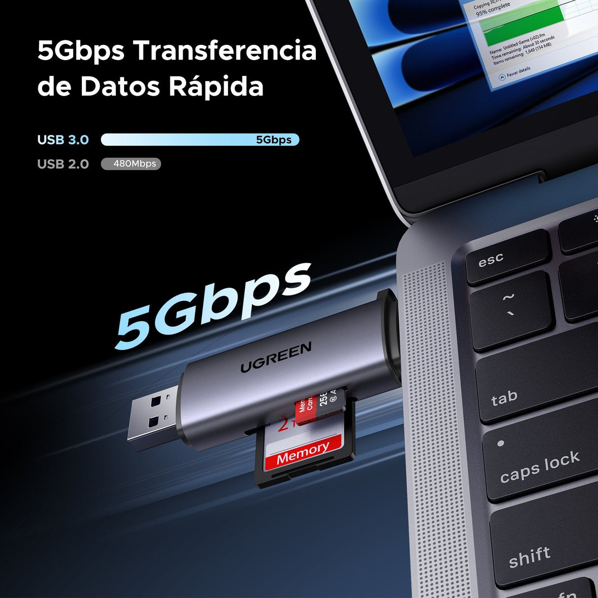 Ugreen 50706 Lector De Tarjeta Usb/Micro-Usb Plata