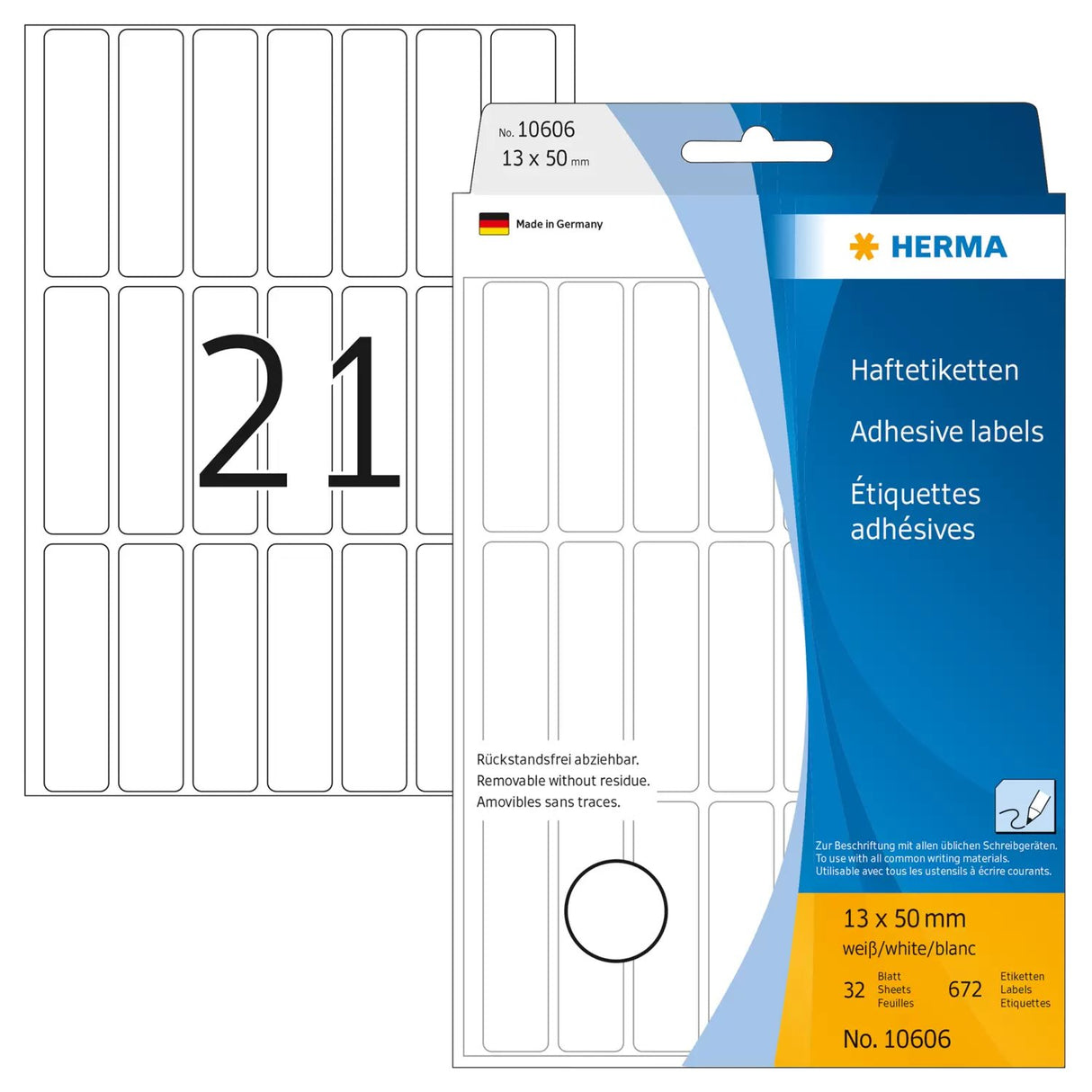 EAN 4008705106061 - HERMA 10606 etiqueta autoadhesiva Rectángulo Blanco 672 pieza(s) imagen 1