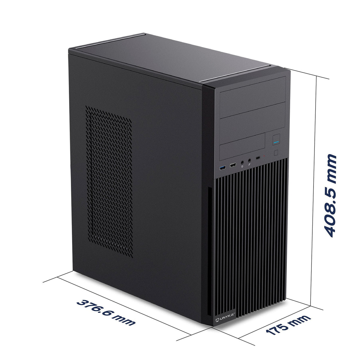 Caja Atx Unykach Aero C360 Cpu Max 145mm Gpu Max 310mm F.A 500w Cristal Templado Negro