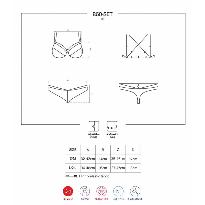 Obsessive - 860-Set-1 Set Dos Piezas Rojo S/M