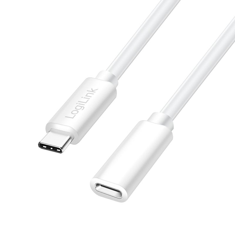 Logilink Usb 2.0 Type-C Cable, C M To C F, 480 Mbps, 100w, Blanco, 2 M