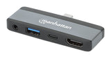 Manhattan 190404 Base Para Portátil Y Replicador De Puertos Alámbrico Usb 3.2 Gen 2 (3.1 Gen 2) Type-C Gris