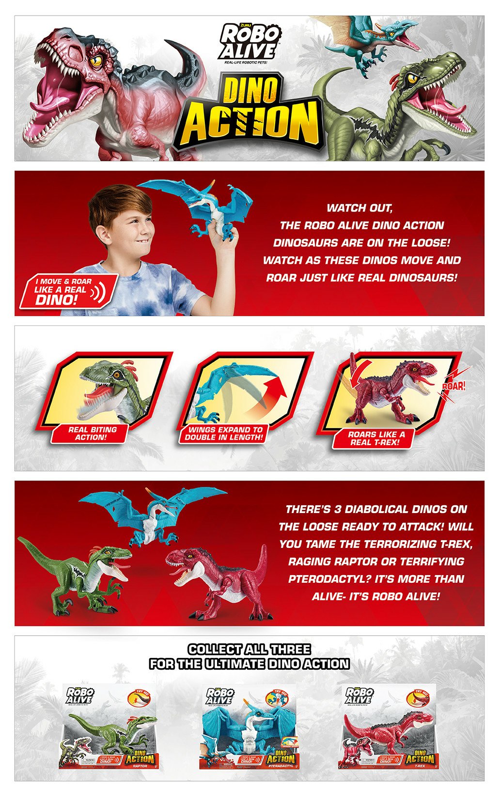 Figura Zuru Robo Alive Dino Acción T-Rex  7171