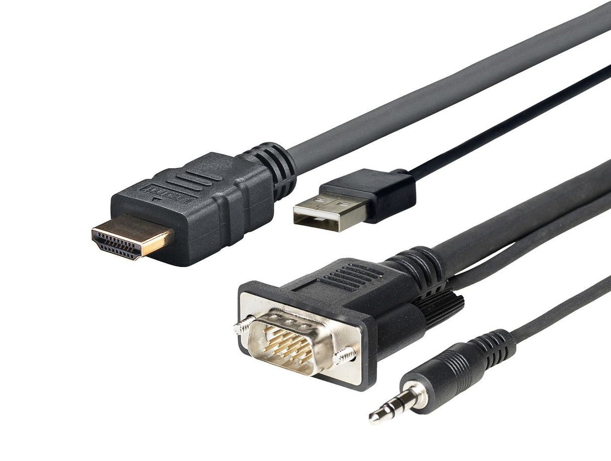 EAN 5712505900376 - Vivolink PROHDMIMVGA1 adaptador de cable de vídeo 1 m HDMI+VGA+USB+3.5mm HDMI+VGA (D-Sub) +USB+3.5mm Negr imagen 1