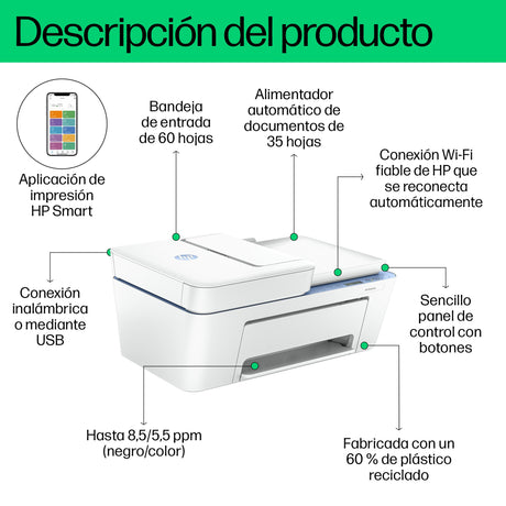 EAN 0196337820784 - HP DeskJet 4222e All-in-One Printer Inyección de tinta térmica A4 4800 x 1200 DPI 8,5 ppm Wifi imagen 5