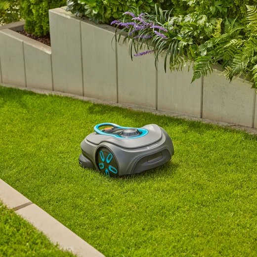 Gardena Robot Cortacésped Smart Sileno Free 600m² Set Gris/Turquesa, Batería Li-Ion, Con Gateway Inteligente, Tecnología Lona 19921-20