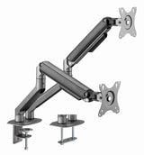 Gembird Desk Mounted Adjustable Double Monitor Arm Space Grey