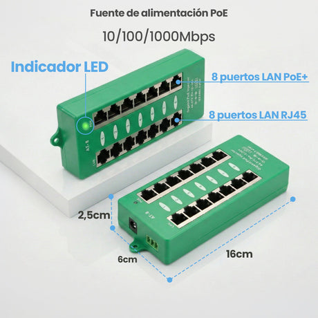 EAN 5903148912561 - Extralink ACTIVE POE INJECTOR 8 PORT GIGABIT 802.3AT/AF MODE A - 1 Gbps - 8-Port Gigabit Ethernet 48 V imagen 21