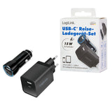 Logilink Usb-A C Charging Kit, 15 W, Each 1x Usb-A, 1x Usb-C, Negro