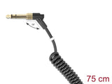 Delock Spiralcable 3,5 Mm 3 Pin Klinkenstecker Zu Klinkenstecker Gewinkelt Mit Schraubadapter Zu 6,35 Mm 75 Cm