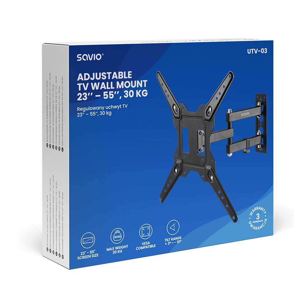 EAN 5905106070160 - Savio UTV-03 soporte para TV 139,7 cm (55") Negro imagen 5