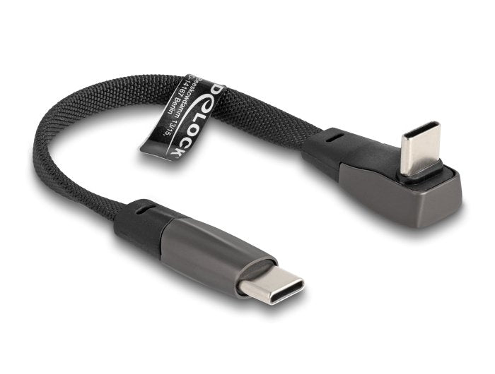 Delock 80751 Cable Plano De Cinta Usb 2.0 Usb Type-C Macho A Usb Type-C Macho Acodado Pd 3.0 60 W 1 M Negro