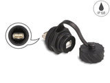 Delock 88010 Conector De Cable Usb 2.0 Tipo-B Hembra A Usb 2.0 Tipo-A Hembra Para Instalación Con Bayoneta Tapa Protectora Ip68 Resistente Al Polvo Y Al Agua Negro