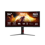 Aoc Cu34g4ca 34" 3440x1440 Fast Va Flat H A 130 Mm Aoc G4 21:9 1500r Wqhd 180hz Fastva 1ms Gtg Hdr400 Has Usbc 90w Usb Hub