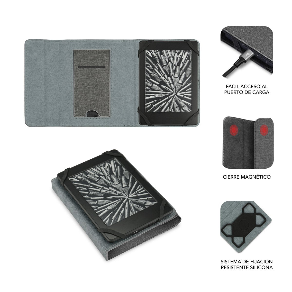 Funda Para Libro Electrónico Subblim Clever Ebook Stand Case 6' Gris