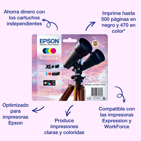 EAN 8715946653235 - Epson 502 XL cartucho de tinta 1 pieza(s) Original High (L) Yield Negro, Azul, Magenta, Amarillo imagen 2