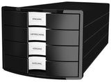 Han Schubladenbox Impuls,Din A4 C4,4 Schubladen Negro