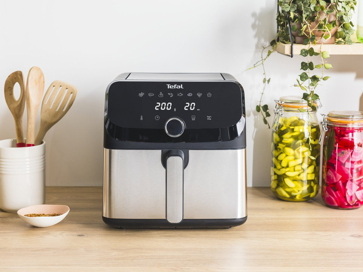 Freidora Tefal Easy Fry Mega Ey855d10 Sencillo 7,5 L Independiente 2020 W Freidora De Aire Caliente Negro, Acero Inoxidable