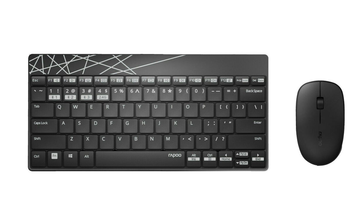Rapoo Cableloses Multi-Mode-Deskset 8000m Qwertz Keyboard + Mouse Black