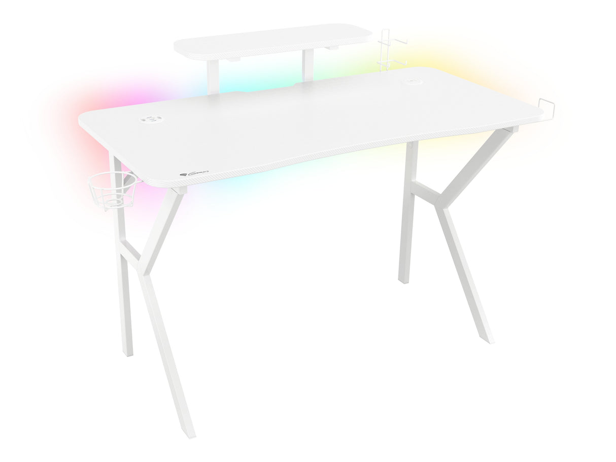 Mesa Gaming Genesis Holm 320 Rgb Blanca Carbono