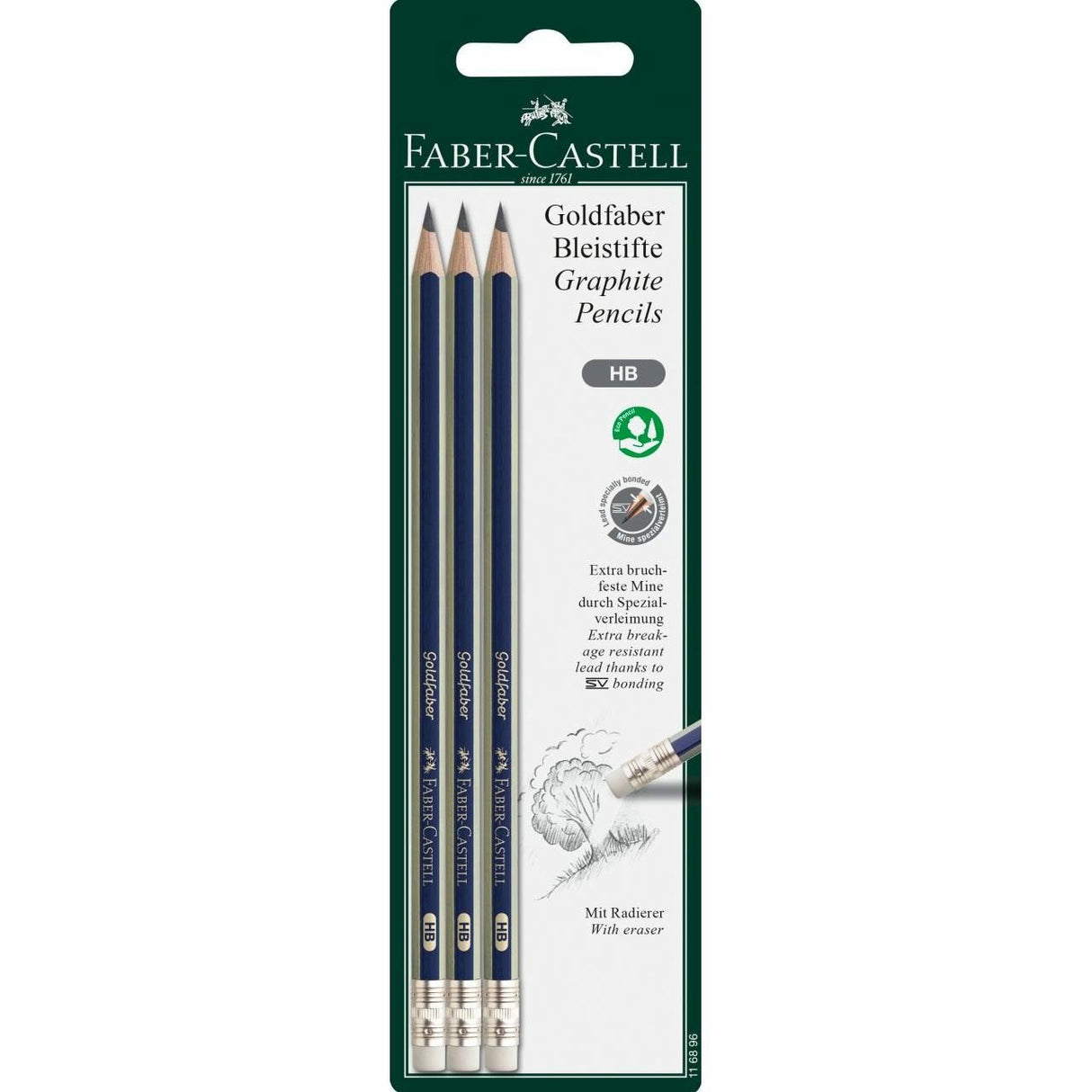 Faber-Castell 116896 Lápiz De Grafito Hb 3 Pieza(S)