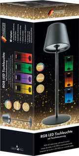 Schwaiger Lámpara De Mesa Led Akku 200lm Rgb 380mm Negro