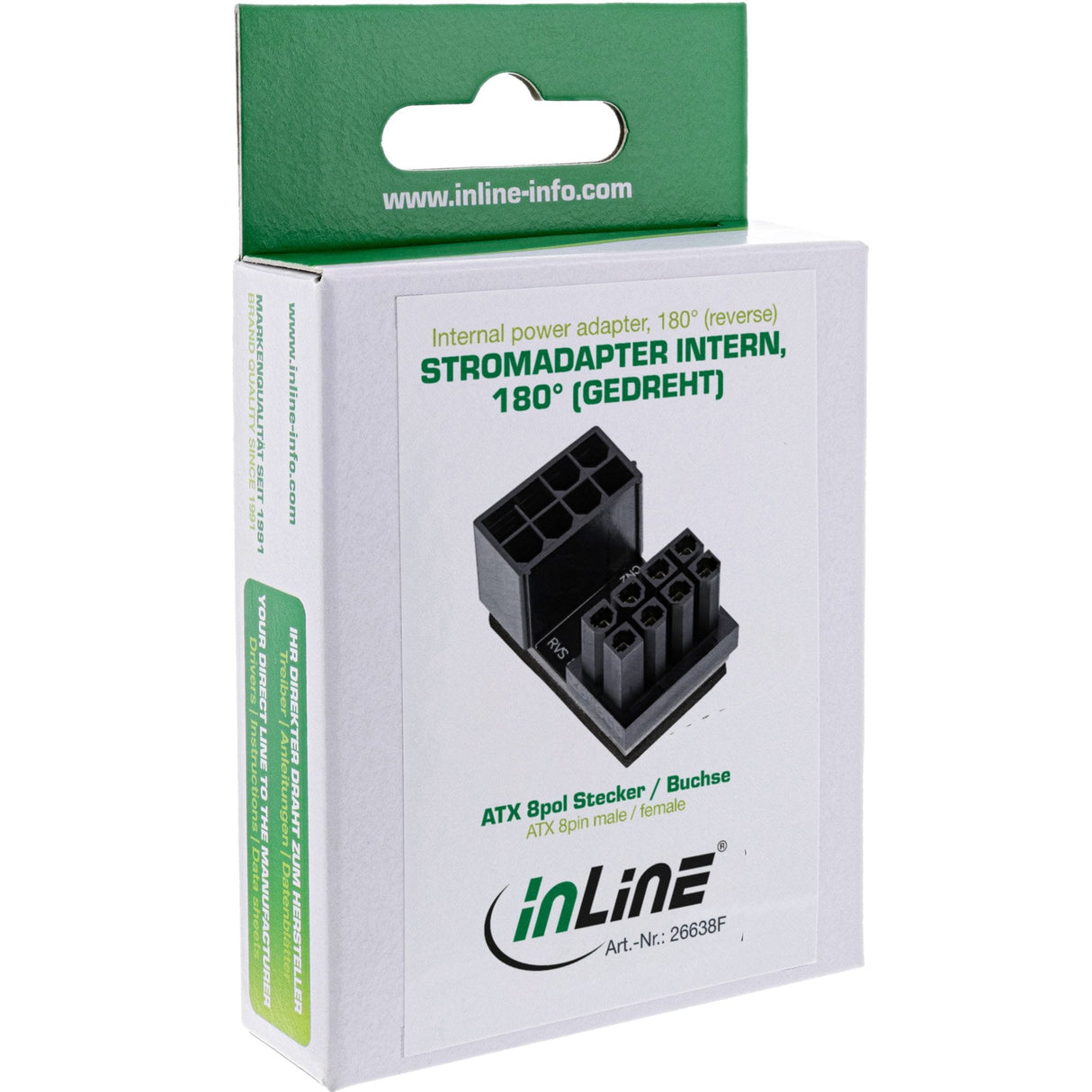Adaptador De Corriente Interno Inline, 180° Atx De 8 Pines Macho/Hembra (Reverso), Para Tarjeta Gráfica De Escritorio