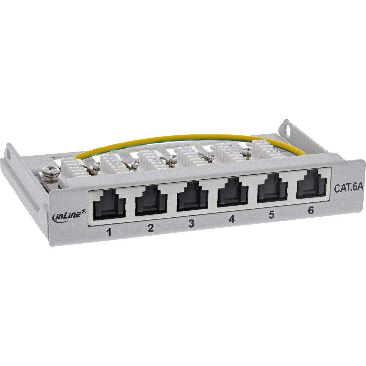 Inline® Patch Panel Cat.6a 0.5u 6-Port, For Table/Wall/Rail, With Dust Projoection, Gris