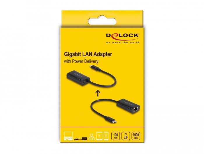 Delock Adaptador Usb Type-C A Gigabit Lan Con Suministro De Energía 100w