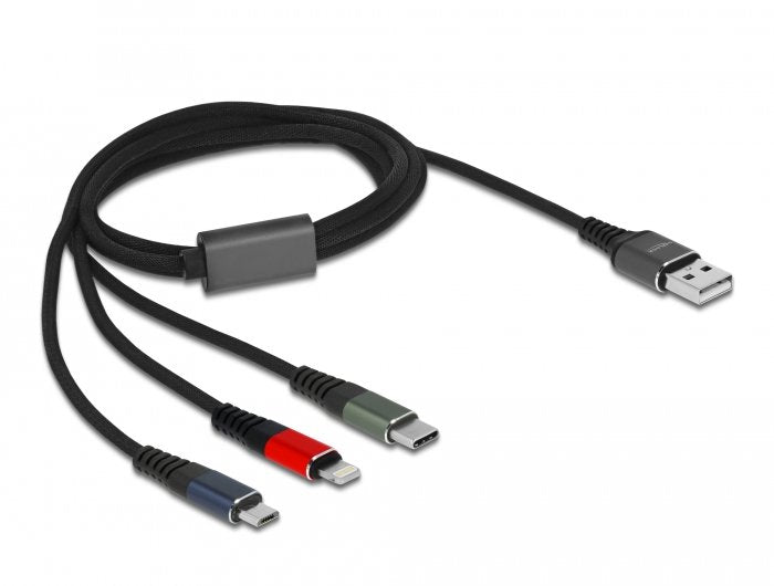 Delock Cable Usb 3 In 1 Para Lightning / Micro Usb / Usb Tipo-C 1 M