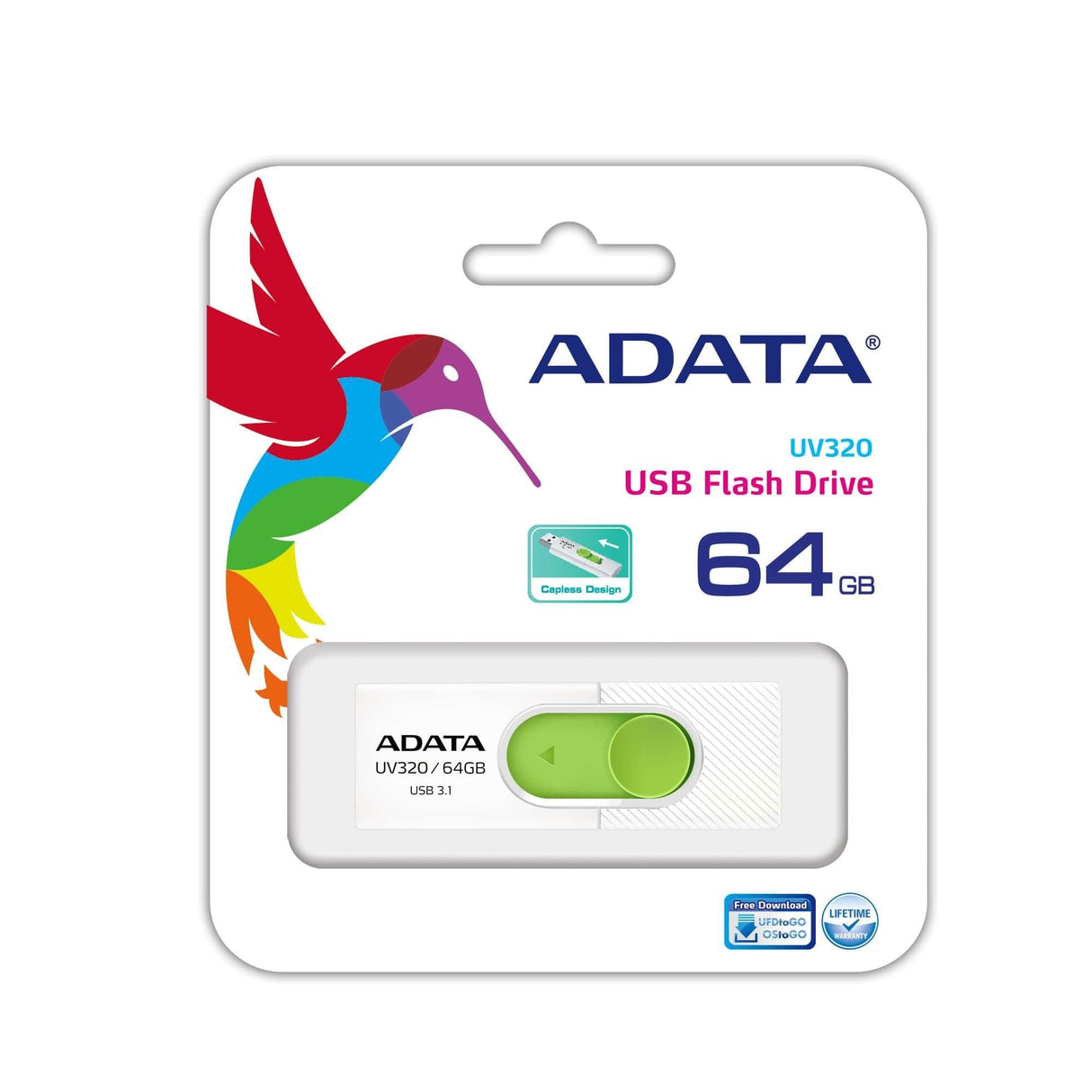 EAN 4713218462831 - ADATA UV320 unidad flash USB 64 GB USB tipo A 3.2 Gen 1 (3.1 Gen 1) Verde, Blanco imagen 3