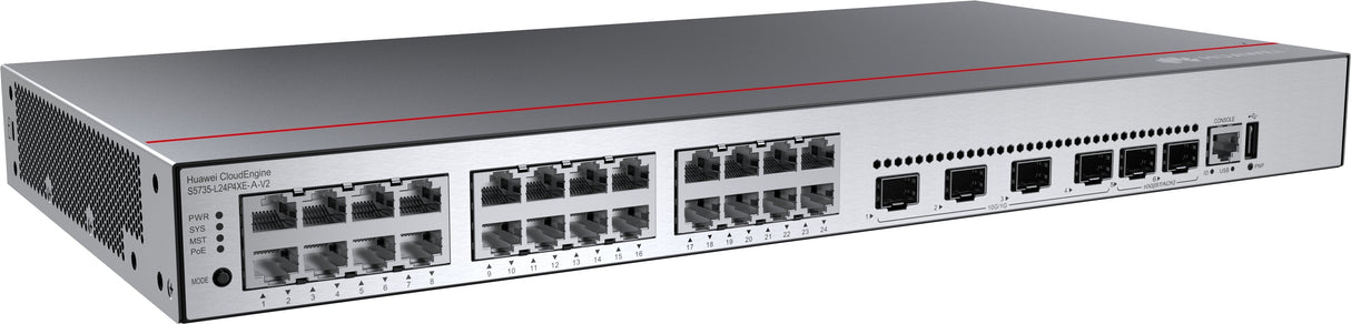 Huawei Cloudengine S5735-L24p4xe-A-V2 Gestionado L3 Gigabit Ethernet (10/100/1000) Energía Sobre Ethernet (Poe) 1u Negro, Plata