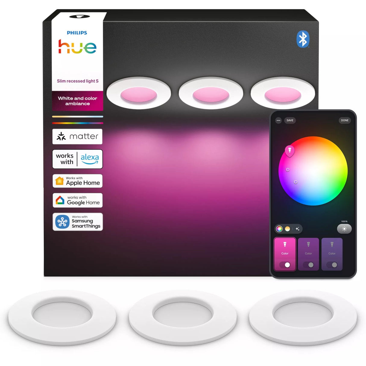 Philips Hue White&Col. Amb. Slim Recessed Light S X3 -White