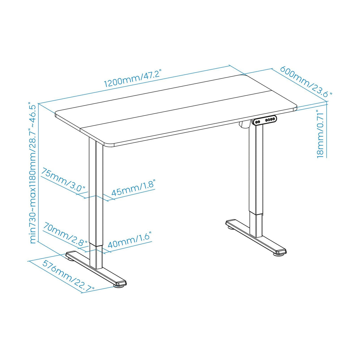 Tooq Origami Mesa De Escritorio Electrica Ajustable En Altura 730-1180mm - Motor Dc 100-240v - Tablero De Mdf 18mm -