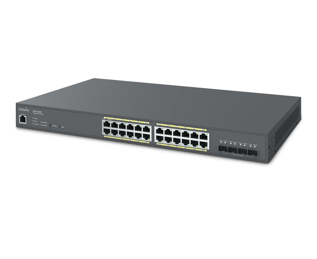 Engenius Cloud Managed Switch 24-Port Gbe Poe 240w Poe Hdget, 4x 10g Sfp ,Slots L2 , Ecs1528p - Cloud Or On-Premises Management