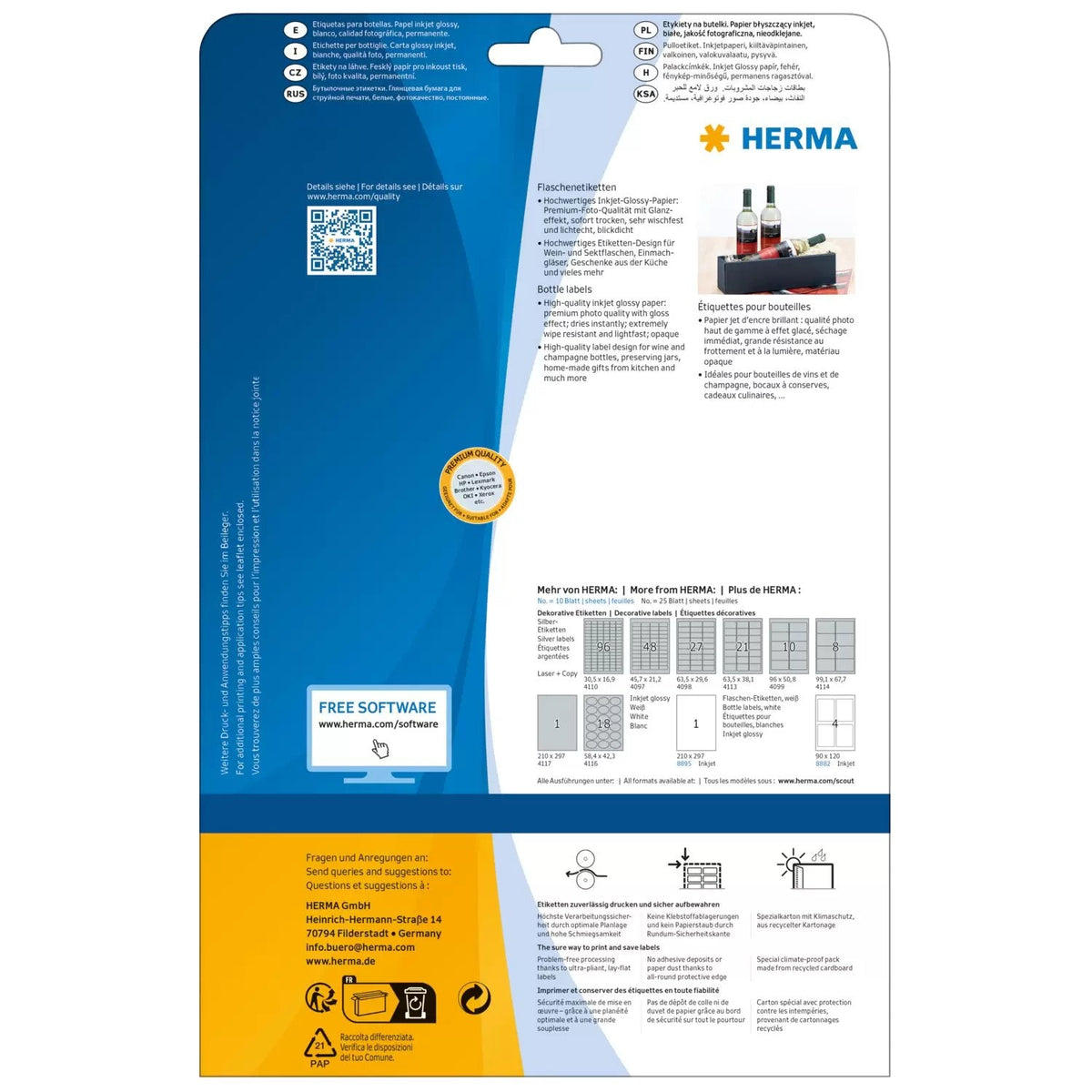 Herma Inkjet-Etik. A4 Blanco 210x297 Mm Papel Brillante 10 St.