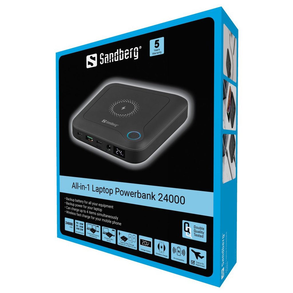 Sandberg All-In1 Laptop Powerbank 24000