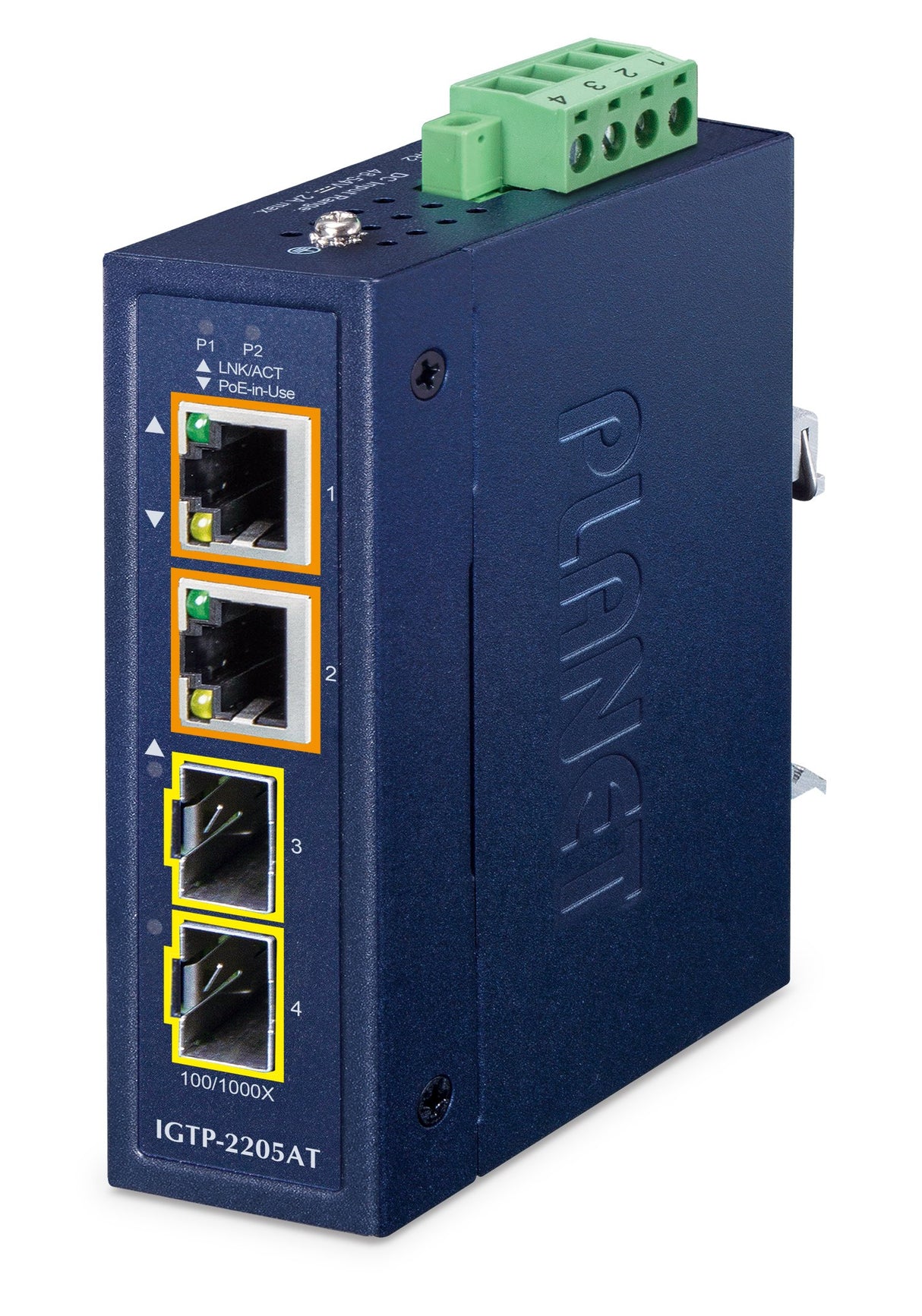 EAN 4711605284417 - PLANET IP30 Compact size 2-Port IGTP-2205AT convertidor de medio Azul imagen 1