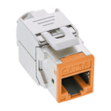 8 Piezas Pack Jack Inline Keystone Rj45, Blindado, Cat.6a, Naranja