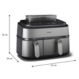 EAN 8720389047558 - Philips 5000 series NA555/00 freidora Doble 9 L Independiente 2750 W Freidora de aire caliente Plata imagen 6