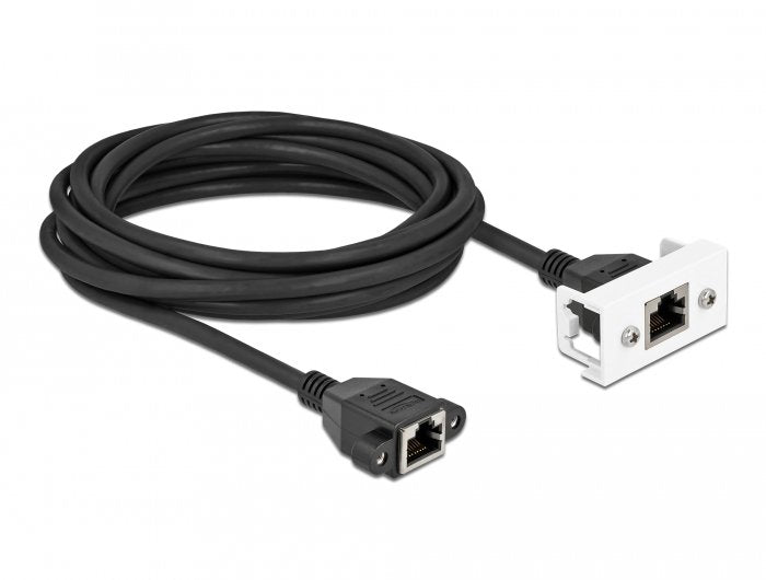 Delock Netzwerk Verlängerungscable Für Easy 45 Modul S Ftp Rj45 Buchse Zu Rj45 Buchse Cat.6a 5 M Schwarz   Weiss