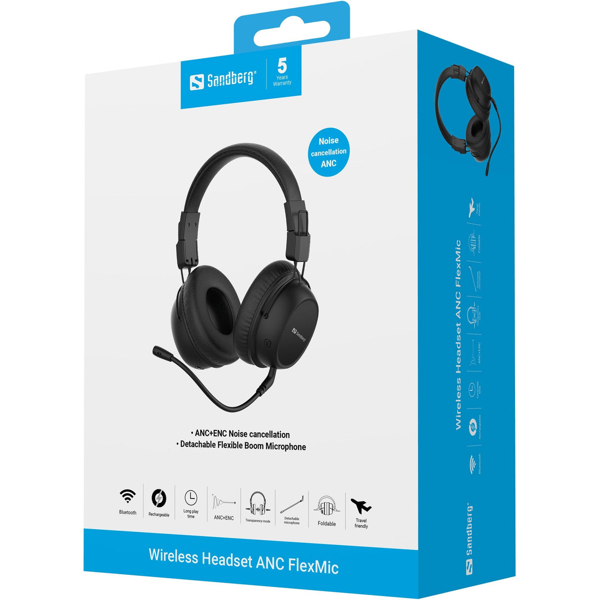 Auriculares Sandberg Bluetooth Headset Anc Flexmic