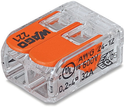 Wago 221-412 Conector Cage Clamp Naranja, Transparente