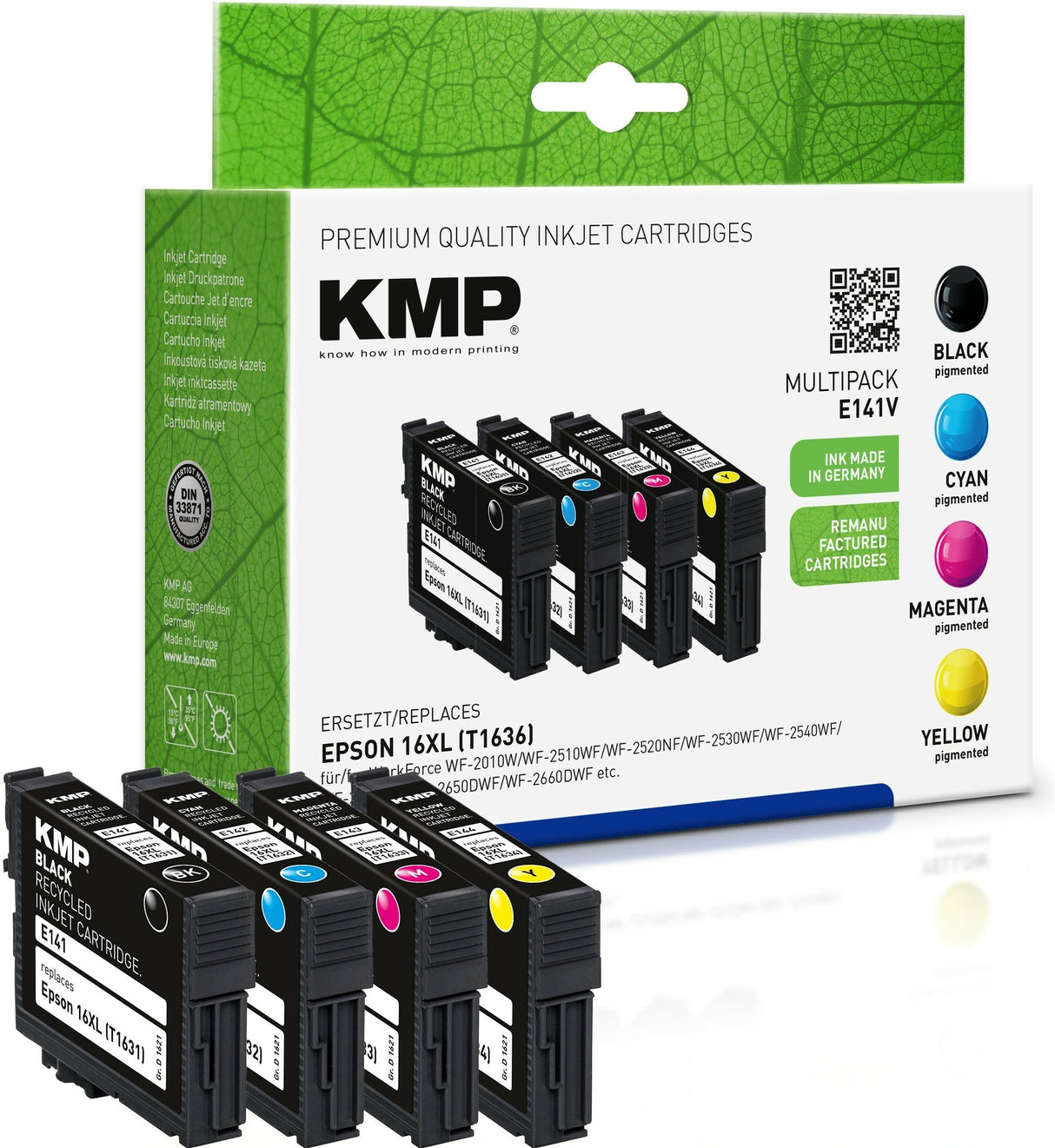 Kmp 1621,4050 Tinta Negro, Cian, Magenta, Amarillo Wf-2010w, Wf-2510wf, Wf-2520nf, Wf-2530wf, Wf-2540wf, Wf-2630wf, Wf-2650dwf, Wf-2660dwf